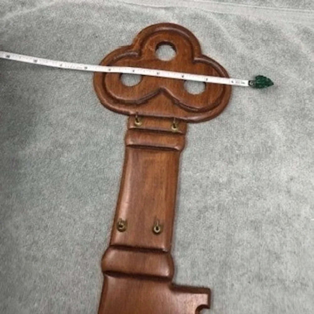 Vintage Wooden Skeleton Key Wall Hanging Decor 4‎ Hook Key Rack Brown 13